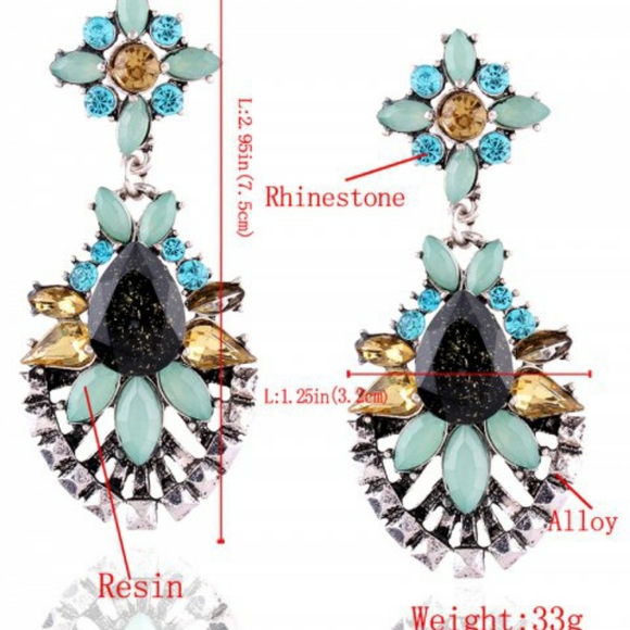 Crystal Flower Drop Statement Earrings - Picture 5 of 5